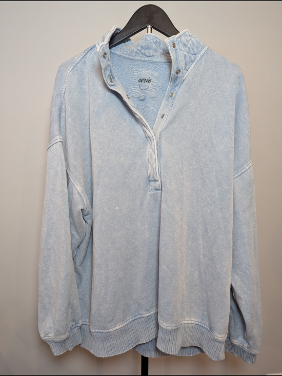 aerie Tops - Aerie Women Size M Oversized Icy Blue Getaway Quarter Snap Sweatshirt